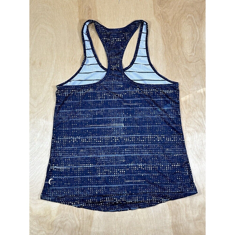 Zyia Active Navy Blue With Teal And White Spots Tank Size Small Shear Stripes - Picture 2 of 11